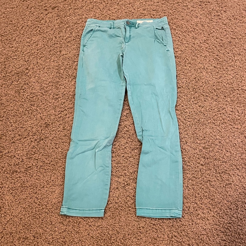 Teal Pilcro Jeans with Zip Fly